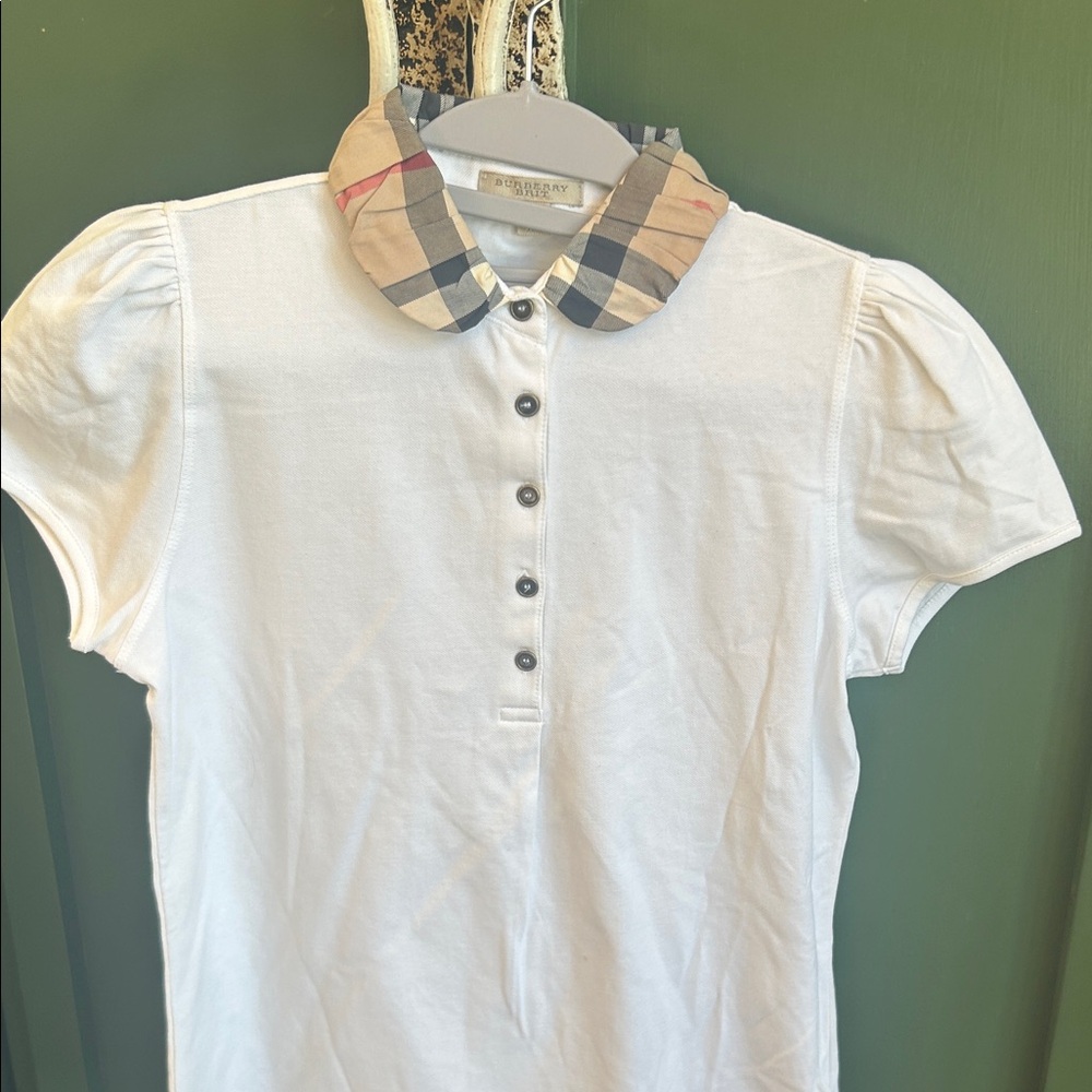 Burberry White Shirt with Checkered Collar